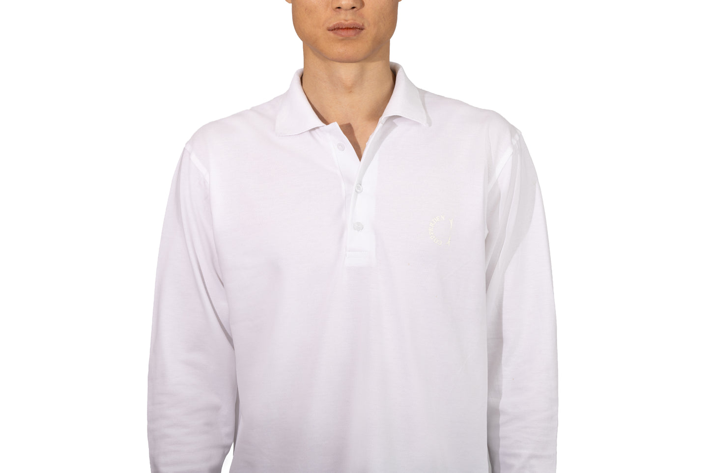 Copperden Men’s Regular Fit 100% Double Piqué Cotton Polo – White (Full Sleeve)
