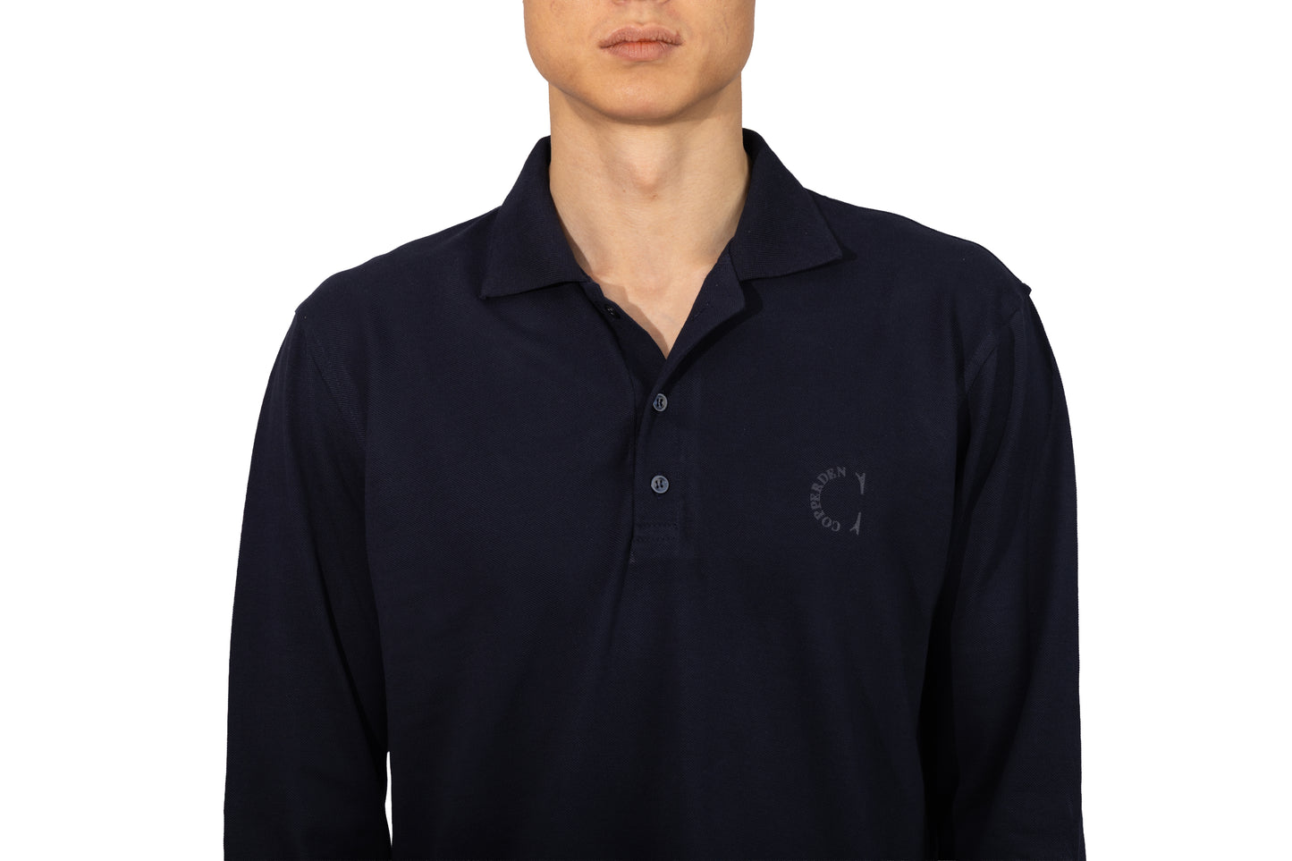 Copperden Men’s Regular Fit 100% Double Piqué Cotton Polo – Navy (Full Sleeve)