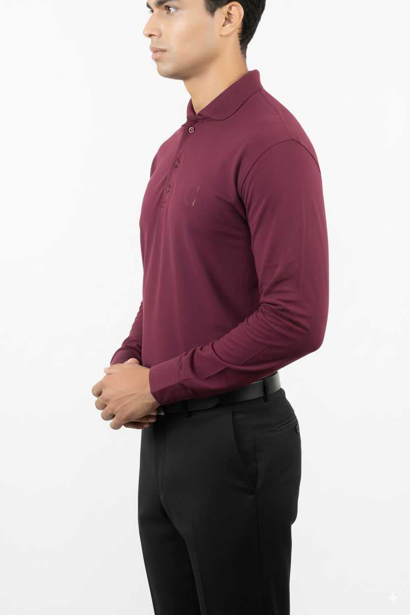 Velvet Wine Polo – Full Sleeve