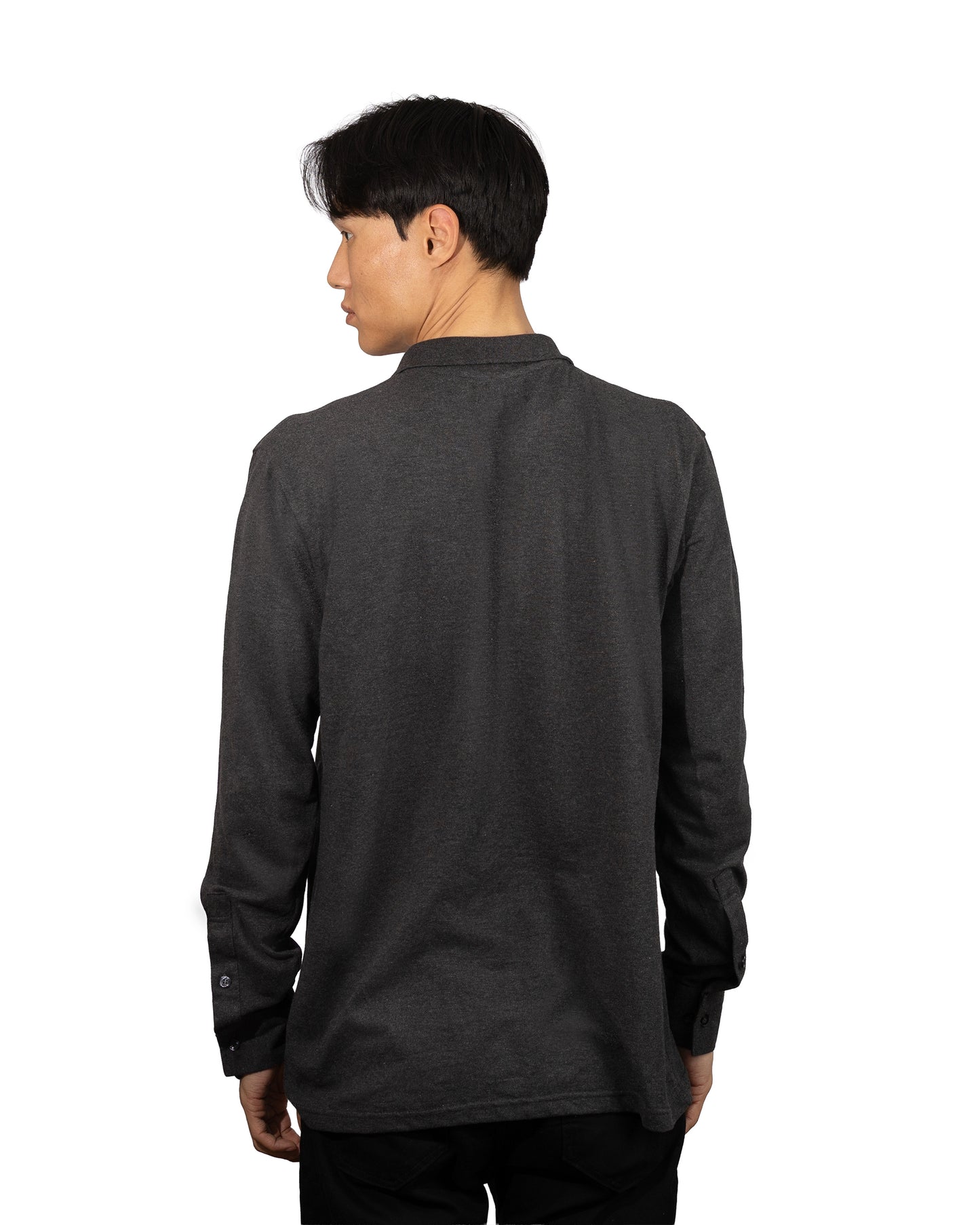 Copperden Men’s Regular Fit 100% Double Piqué Cotton Polo – Charcoal Grey (Full Sleeve)