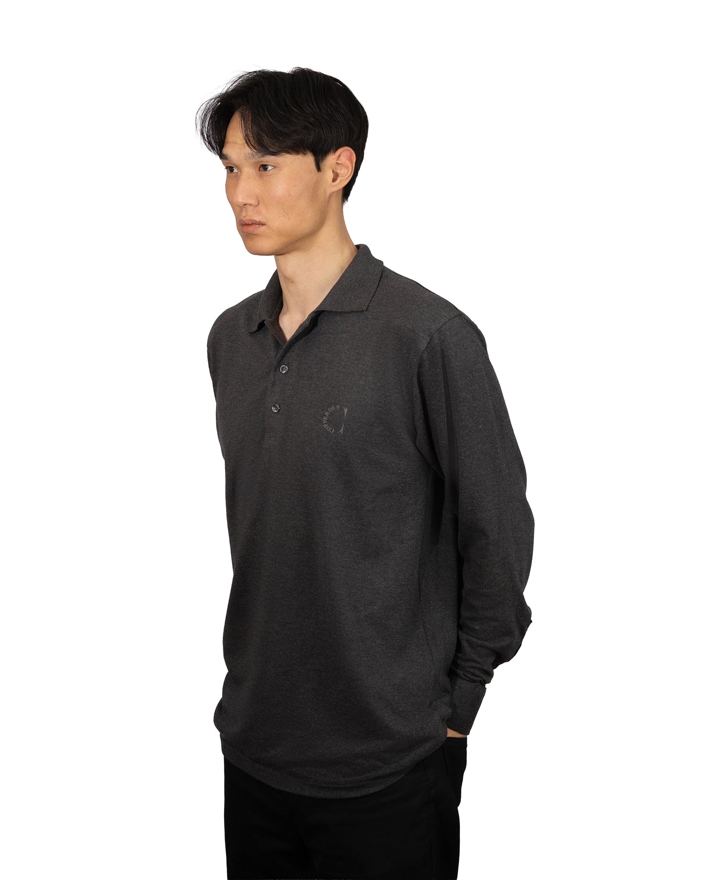 Copperden Men’s Regular Fit 100% Double Piqué Cotton Polo – Charcoal Grey (Full Sleeve)