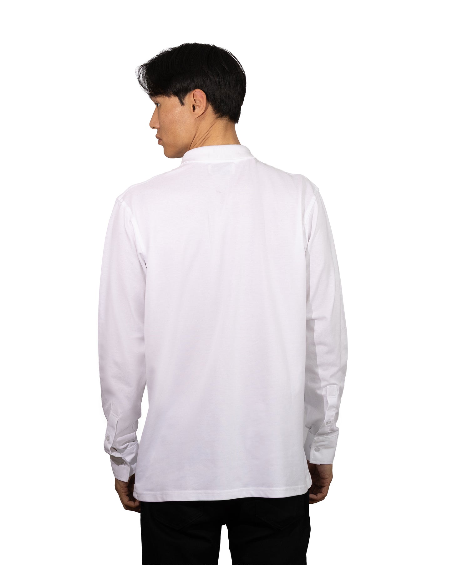 Copperden Men’s Regular Fit 100% Double Piqué Cotton Polo – White (Full Sleeve)
