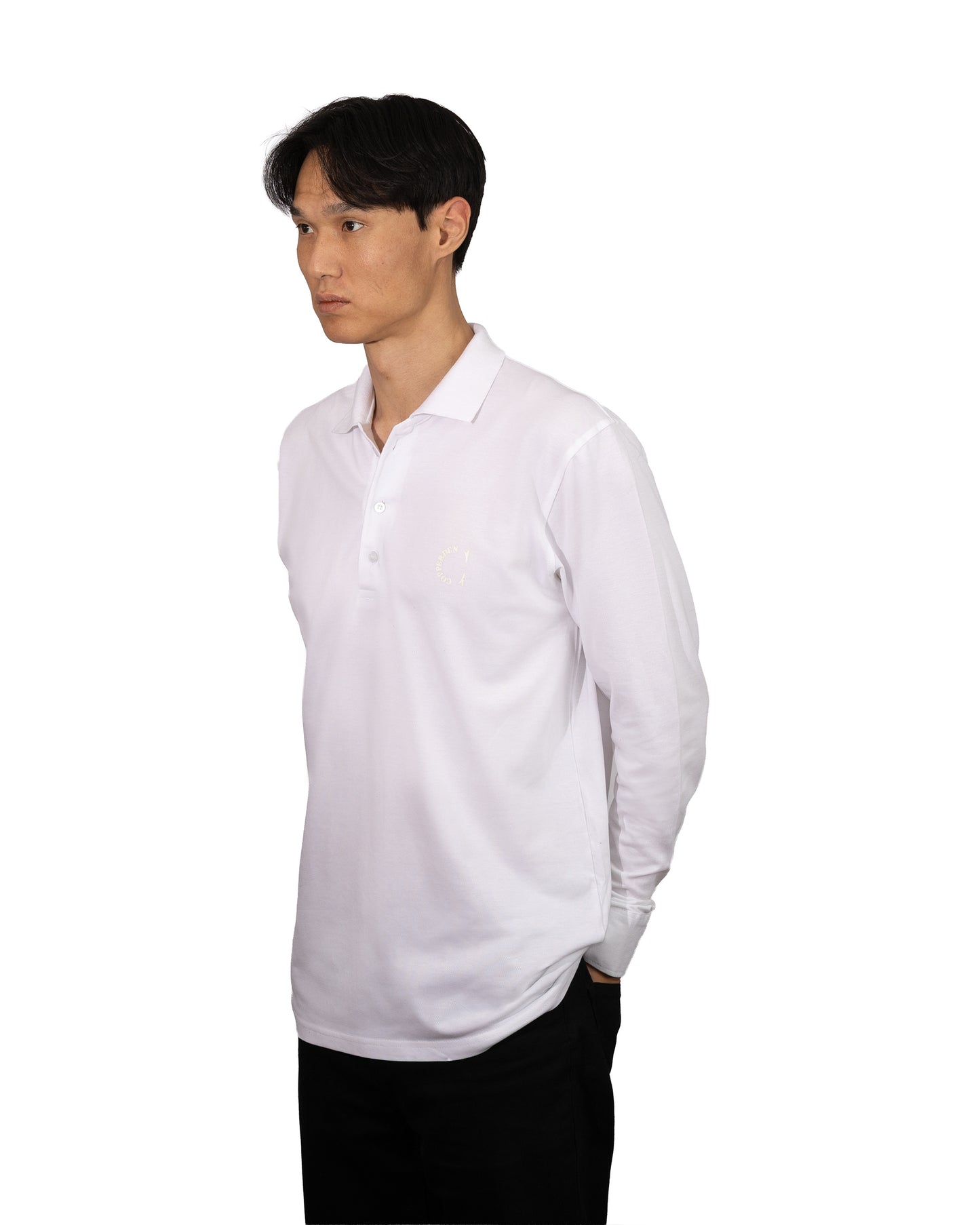 Copperden Men’s Regular Fit 100% Double Piqué Cotton Polo – White (Full Sleeve)