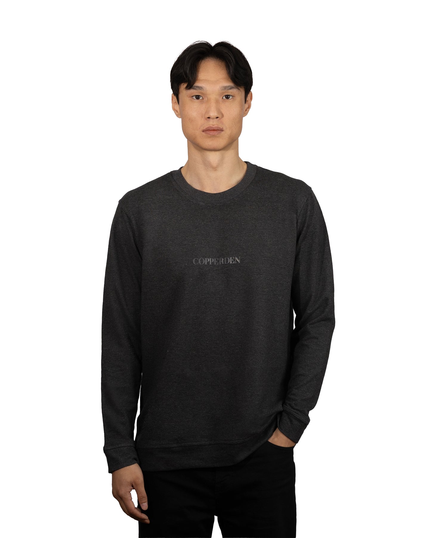 Copperden Men’s Regular Fit Full‑Sleeve T‑Shirt – 100% French Terry Cotton (Charcoal Grey)