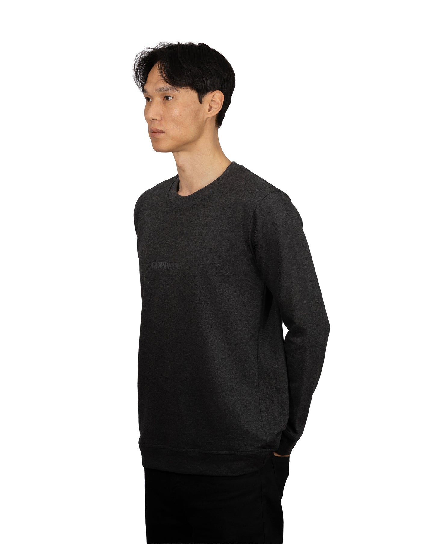 Copperden Men’s Regular Fit Full‑Sleeve T‑Shirt – 100% French Terry Cotton (Charcoal Grey)