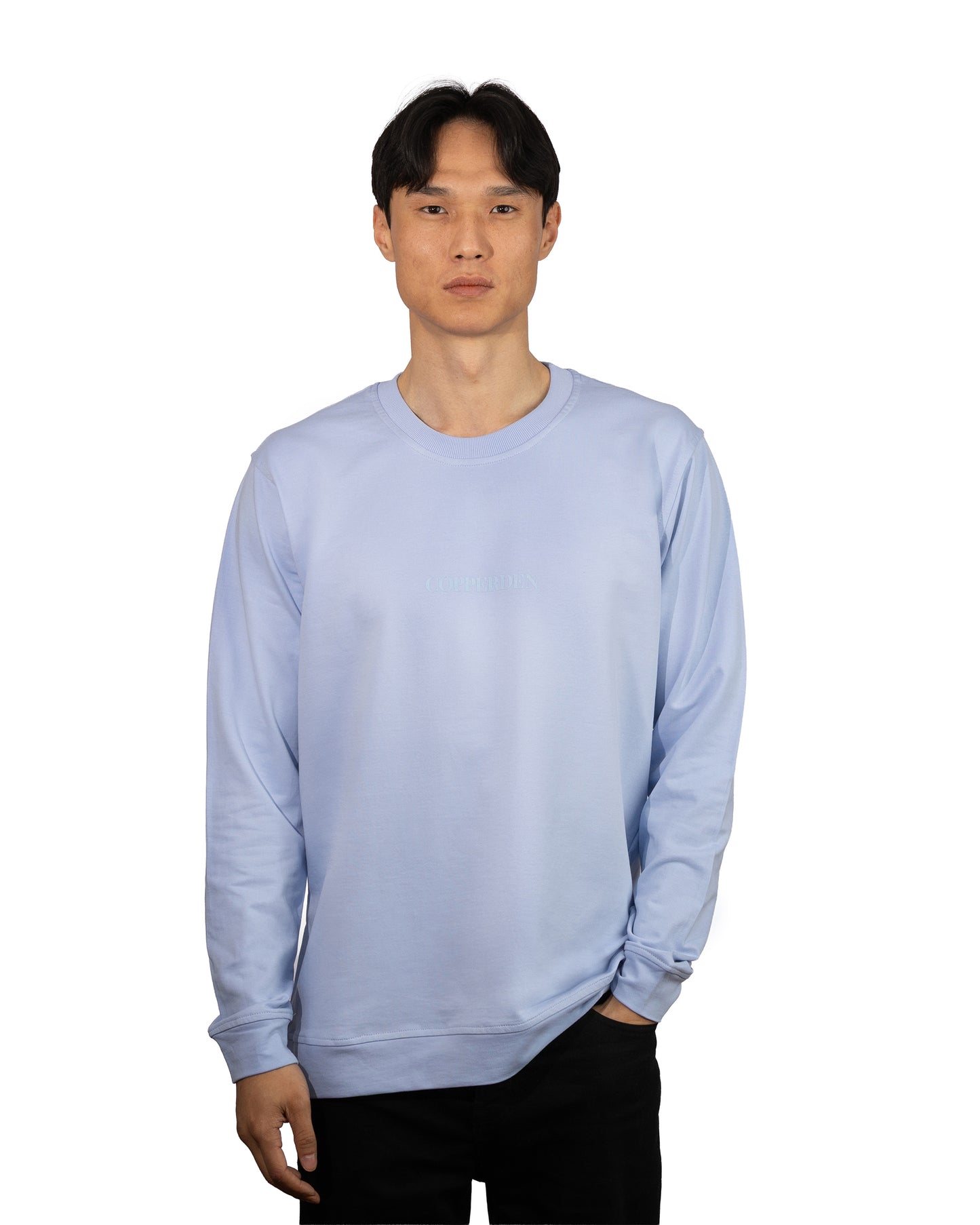 Copperden Men’s Regular Fit Full‑Sleeve T‑Shirt – 100% French Terry Cotton (Ice Blue)
