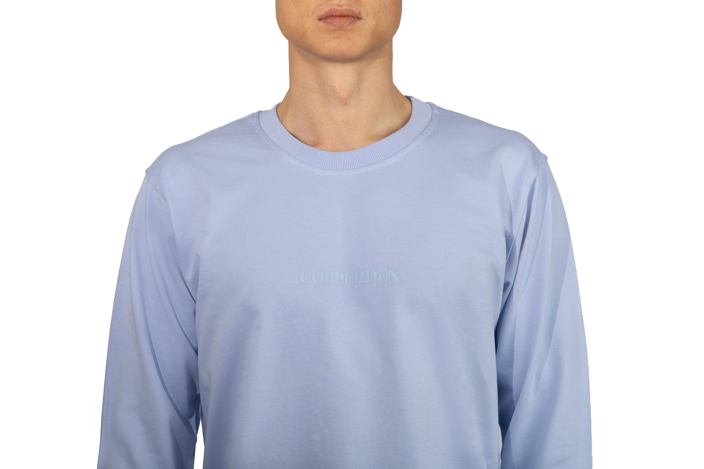Copperden Men’s Regular Fit Full‑Sleeve T‑Shirt – 100% French Terry Cotton (Ice Blue)