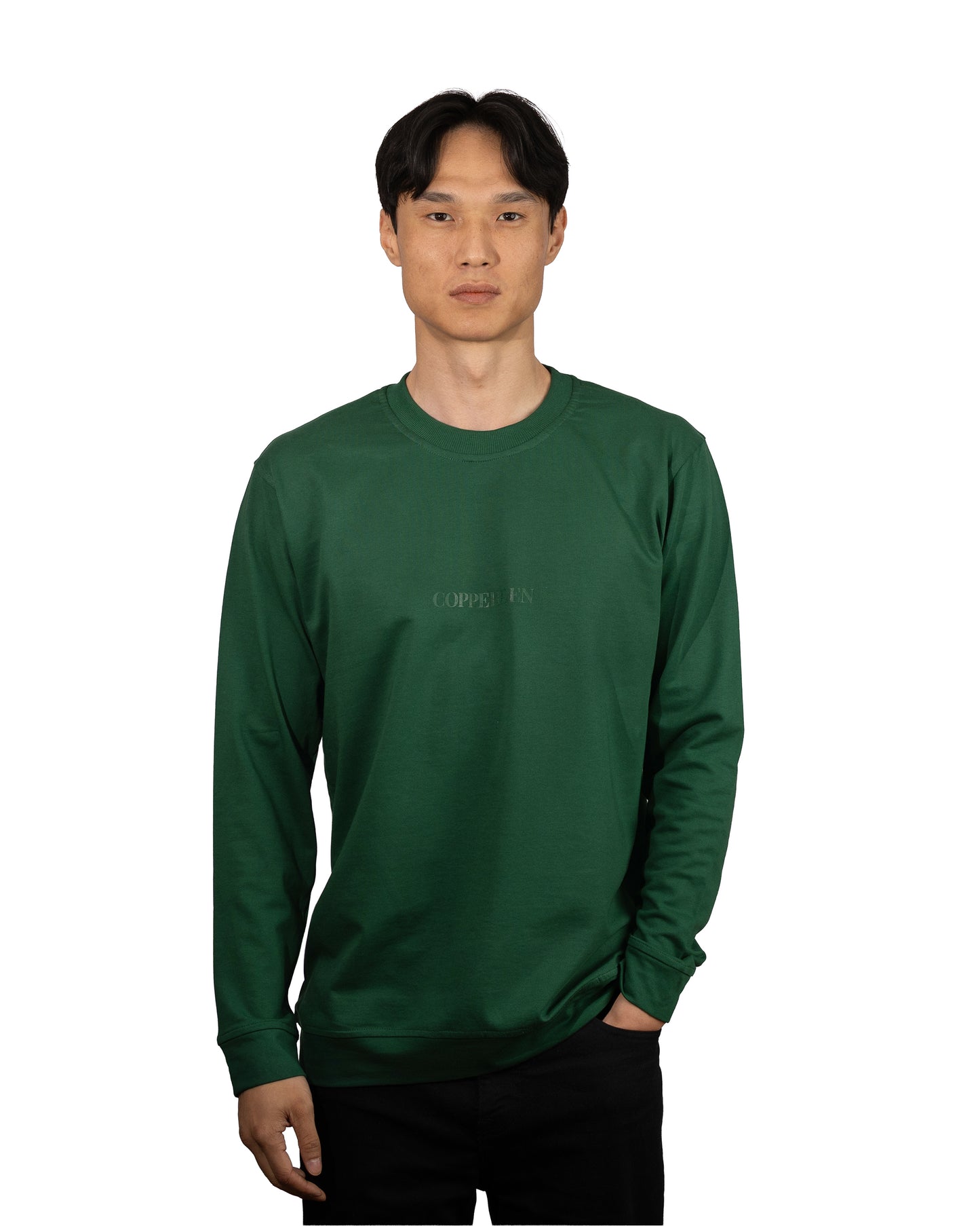 Copperden Men’s Regular Fit Full‑Sleeve T‑Shirt – 100% French Terry Cotton (Forest Green)
