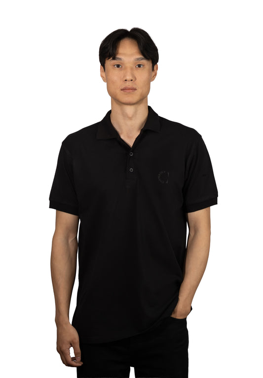 Copperden Men’s Regular Fit 100% Double Piqué Cotton Polo –Black (Short Sleeve)