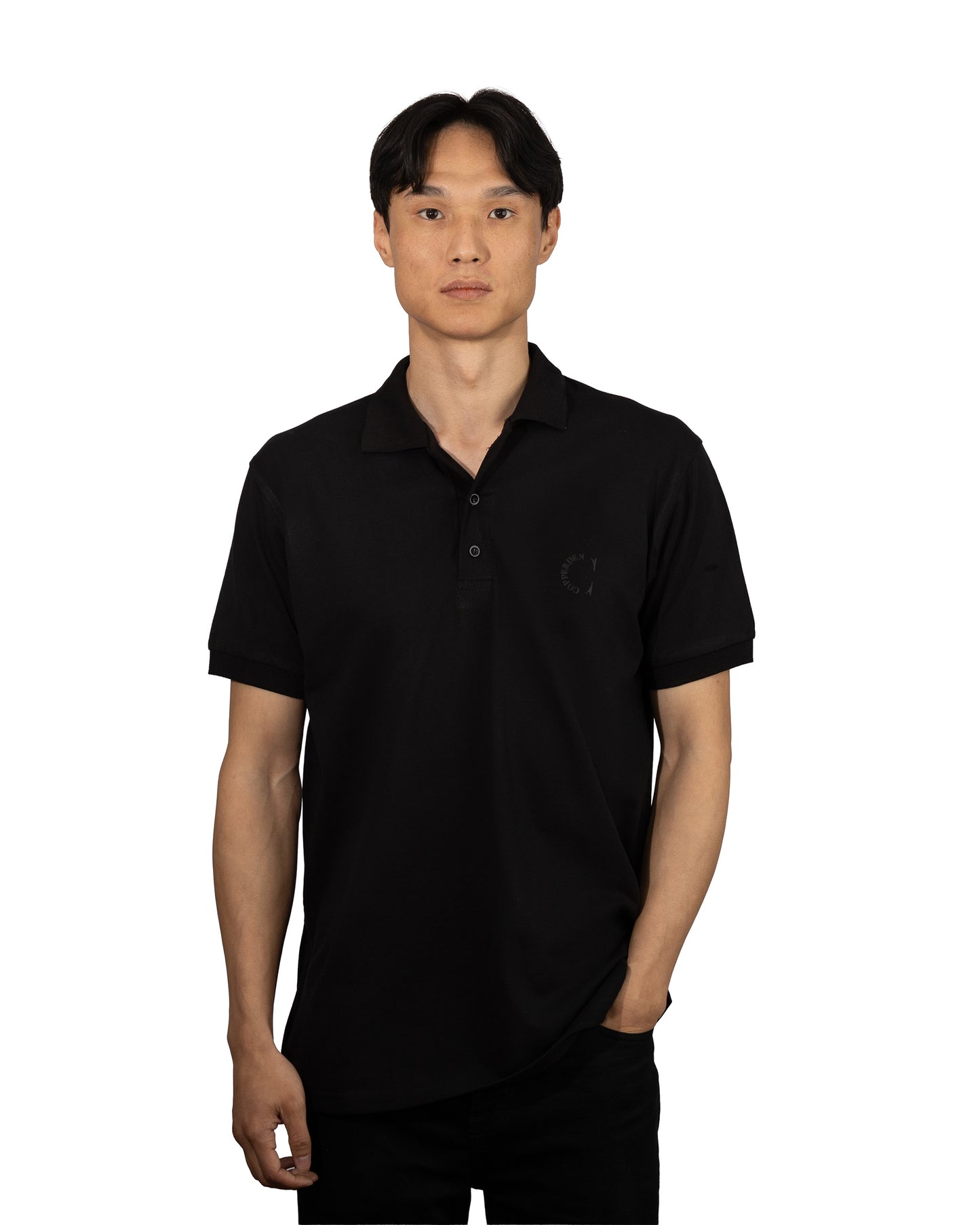 Copperden Men’s Regular Fit 100% Double Piqué Cotton Polo –Black (Short Sleeve)
