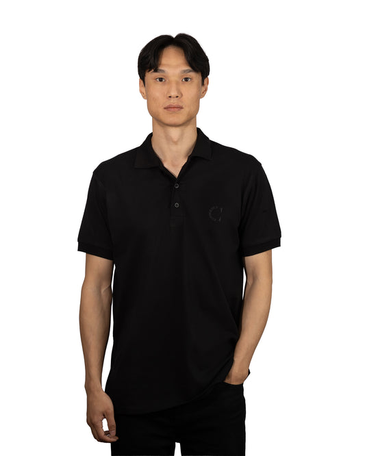 Copperden Men’s Regular Fit 100% Double Piqué Cotton Polo –Black (Short Sleeve)