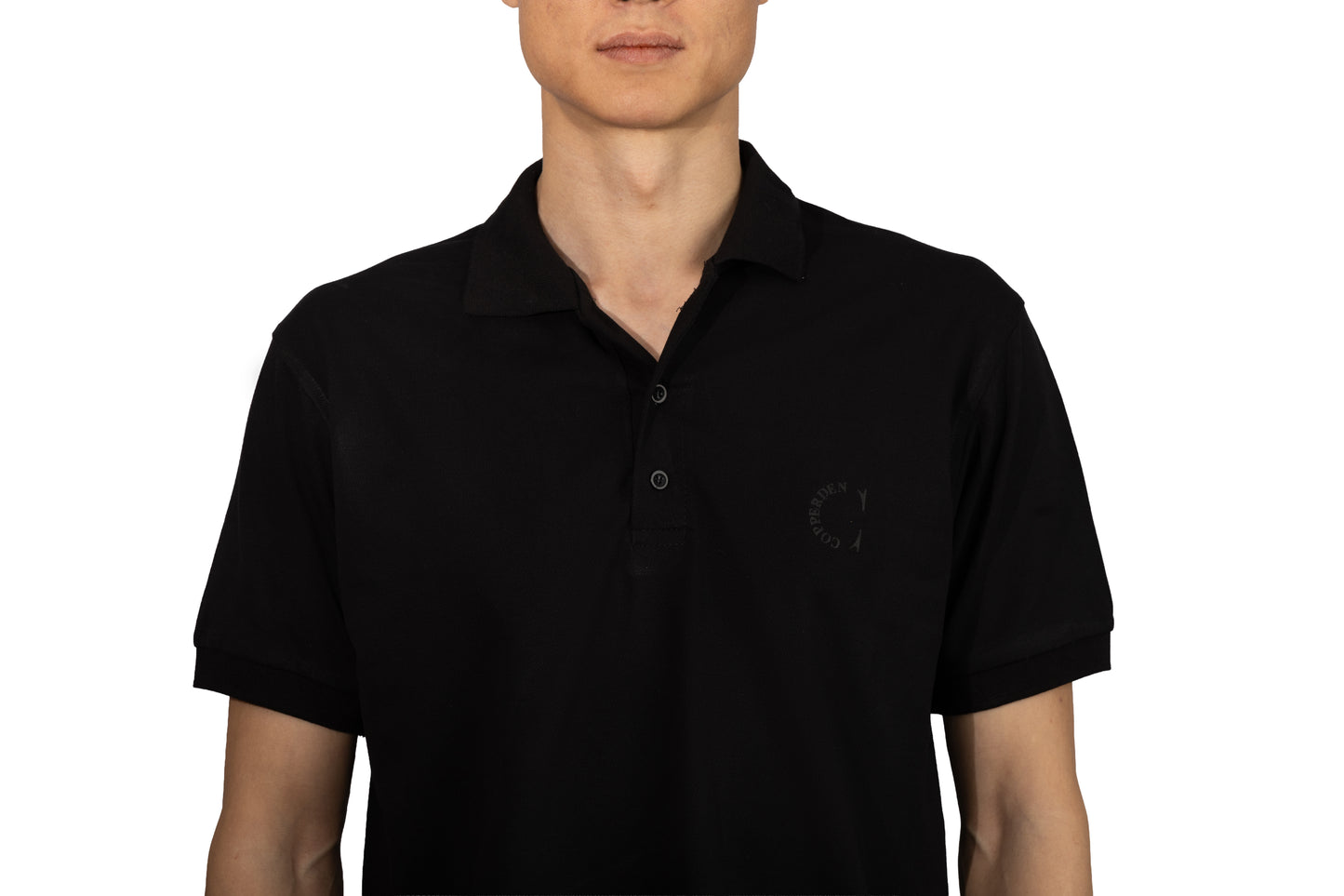 Copperden Men’s Regular Fit 100% Double Piqué Cotton Polo –Black (Short Sleeve)