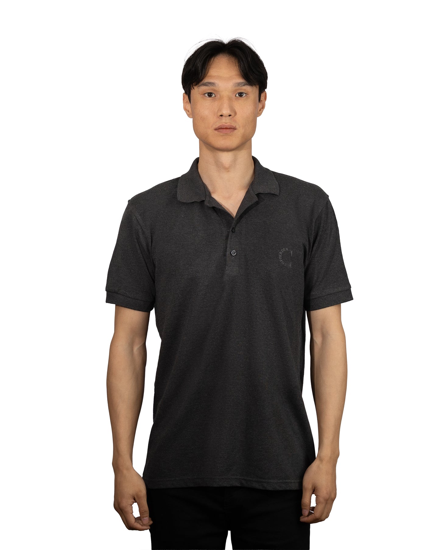 Copperden Men’s Regular Fit 100% Double Piqué Cotton Polo – Charcoal Grey (Short Sleeve)