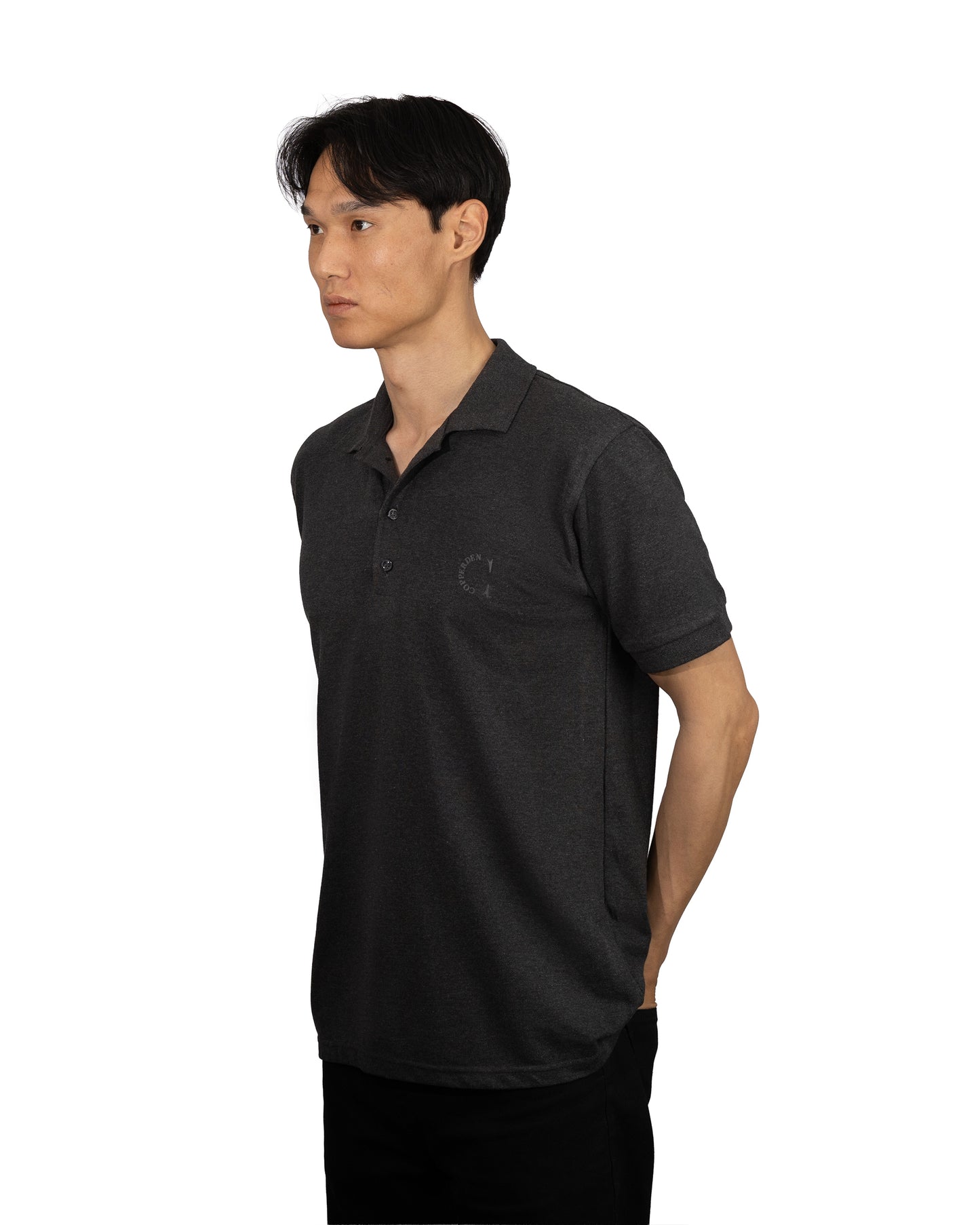 Copperden Men’s Regular Fit 100% Double Piqué Cotton Polo – Charcoal Grey (Short Sleeve)