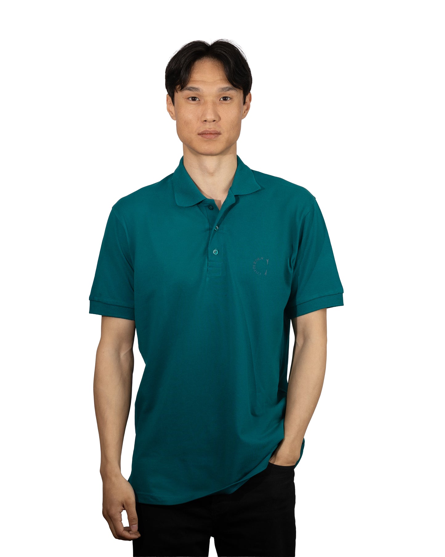 Copperden Men’s Regular Fit 100% Double Piqué Cotton Polo – Muted Teal (Short Sleeve)
