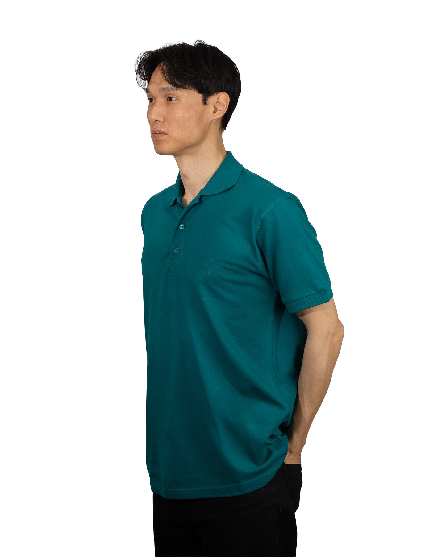 Copperden Men’s Regular Fit 100% Double Piqué Cotton Polo – Muted Teal (Short Sleeve)
