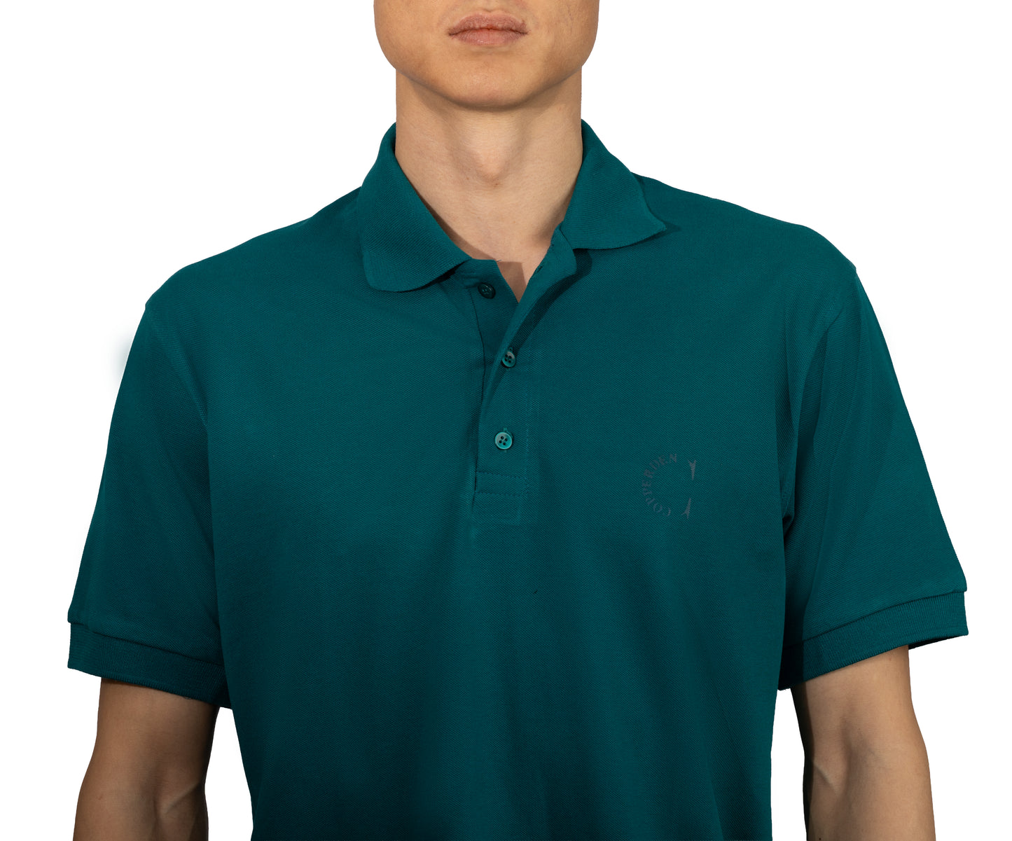 Copperden Men’s Regular Fit 100% Double Piqué Cotton Polo – Muted Teal (Short Sleeve)