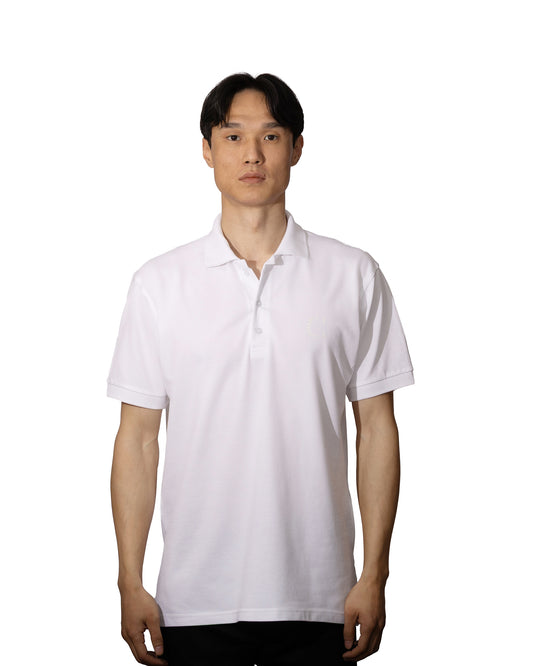Copperden Men’s Regular Fit 100% Double Piqué Cotton Polo – White (Short Sleeve)