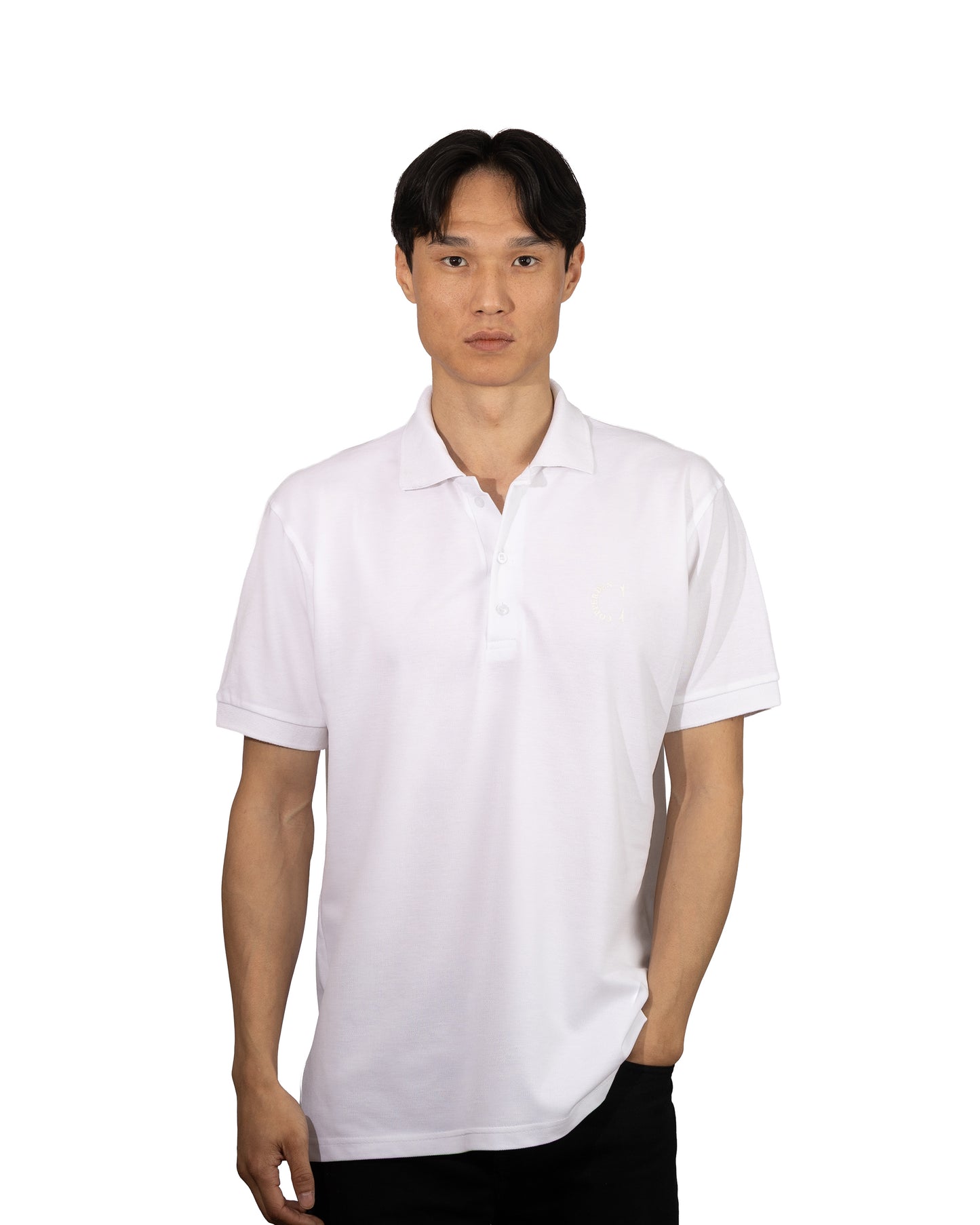Copperden Men’s Regular Fit 100% Double Piqué Cotton Polo – White (Short Sleeve)