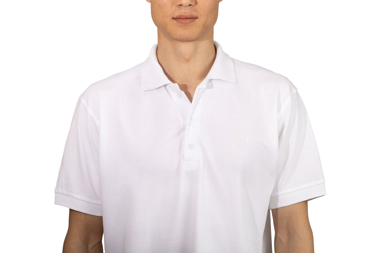 Copperden Men’s Regular Fit 100% Double Piqué Cotton Polo – White (Short Sleeve)