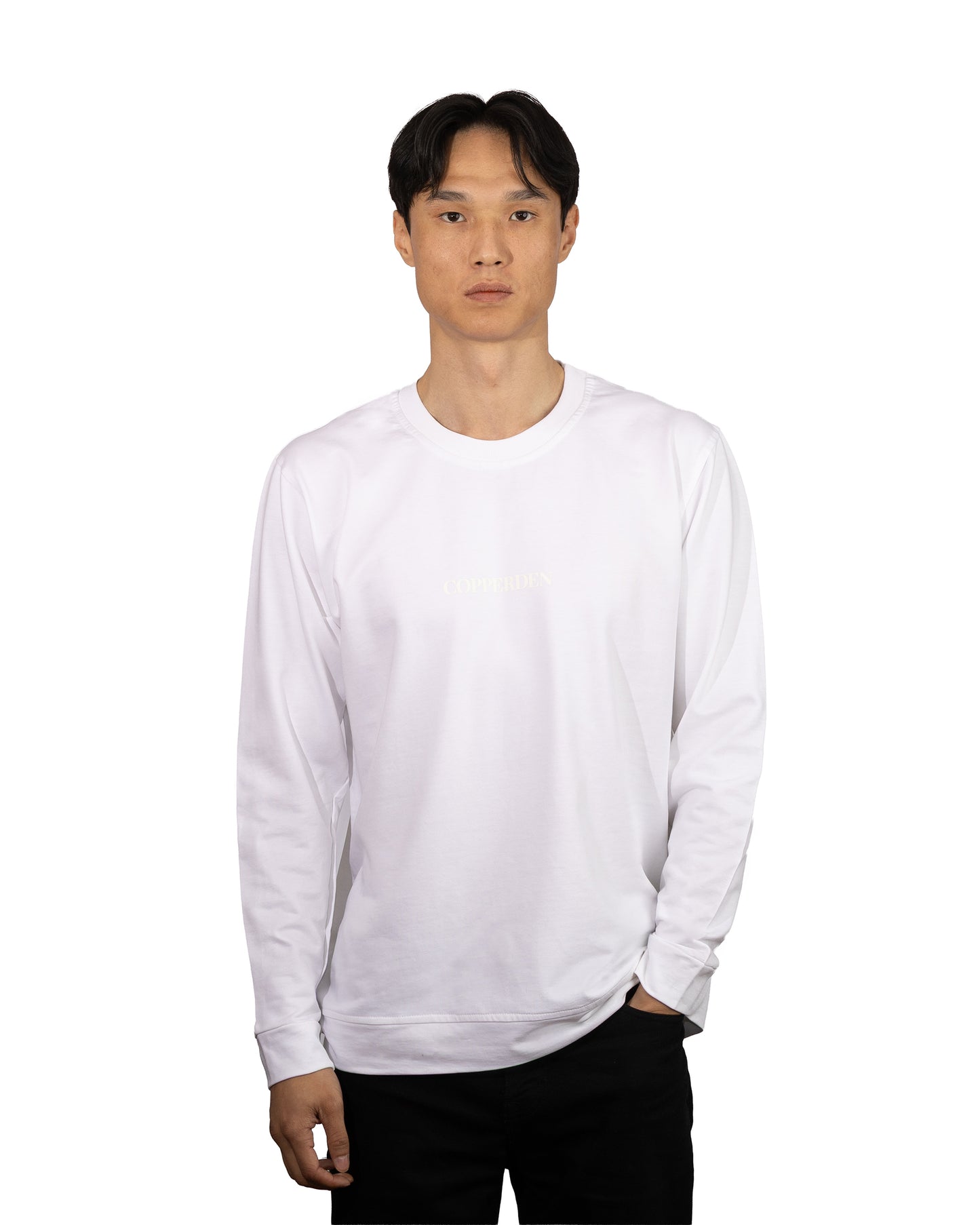 Copperden Men’s Regular Fit Full‑Sleeve T‑Shirt – 100% French Terry Cotton (White)