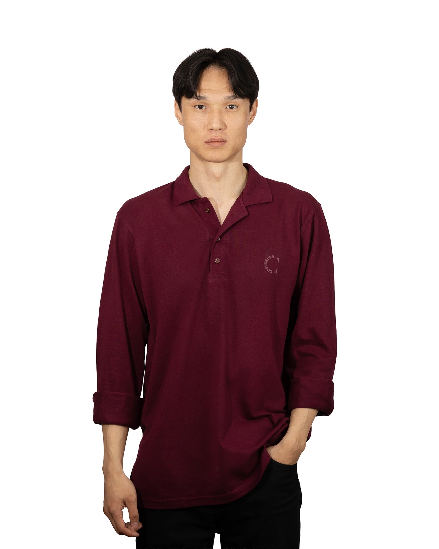 Copperden Men’s Regular Fit 100% Double Piqué Cotton Polo – Velvet Wine (Full Sleeve)