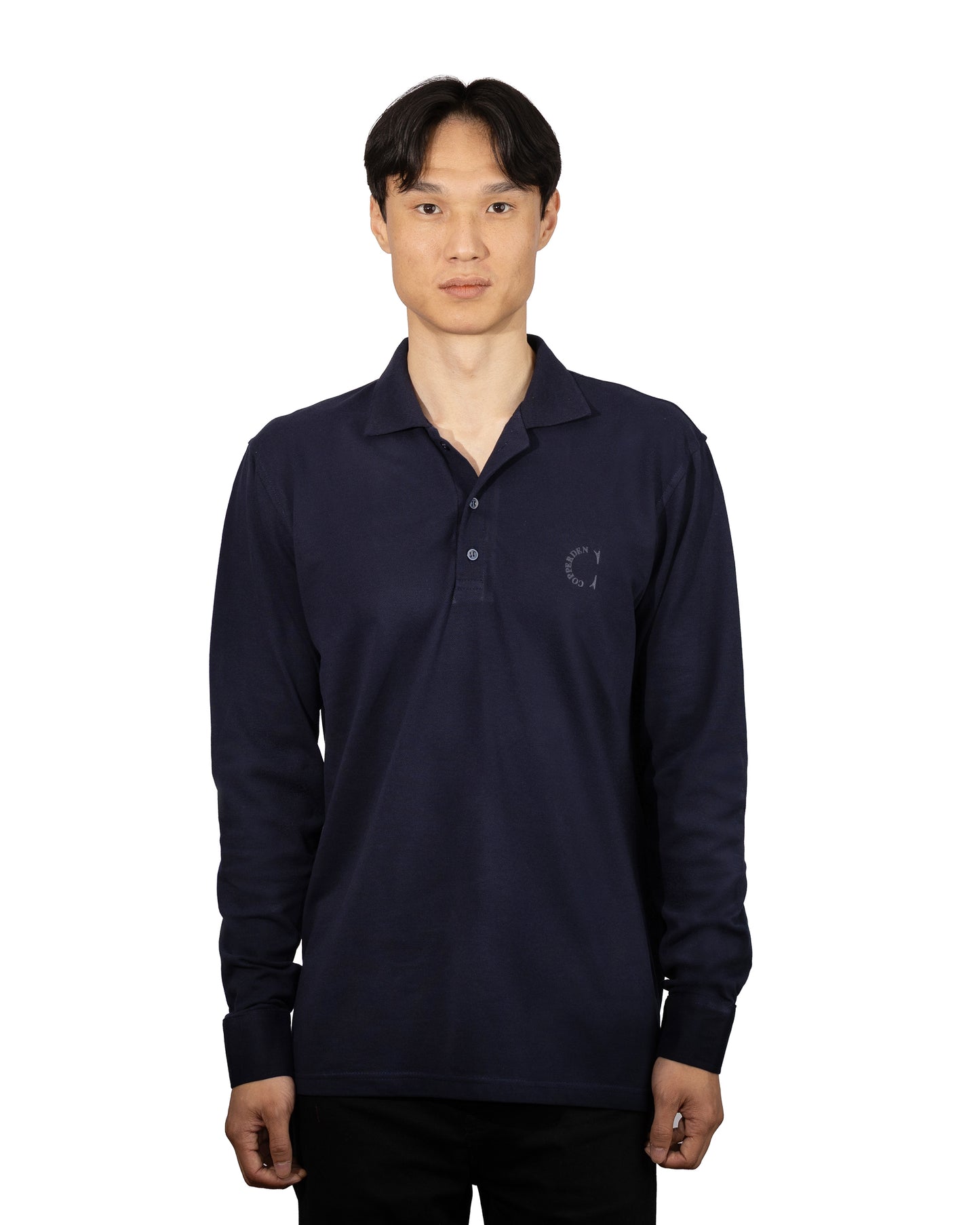 Copperden Men’s Regular Fit 100% Double Piqué Cotton Polo – Navy (Full Sleeve)