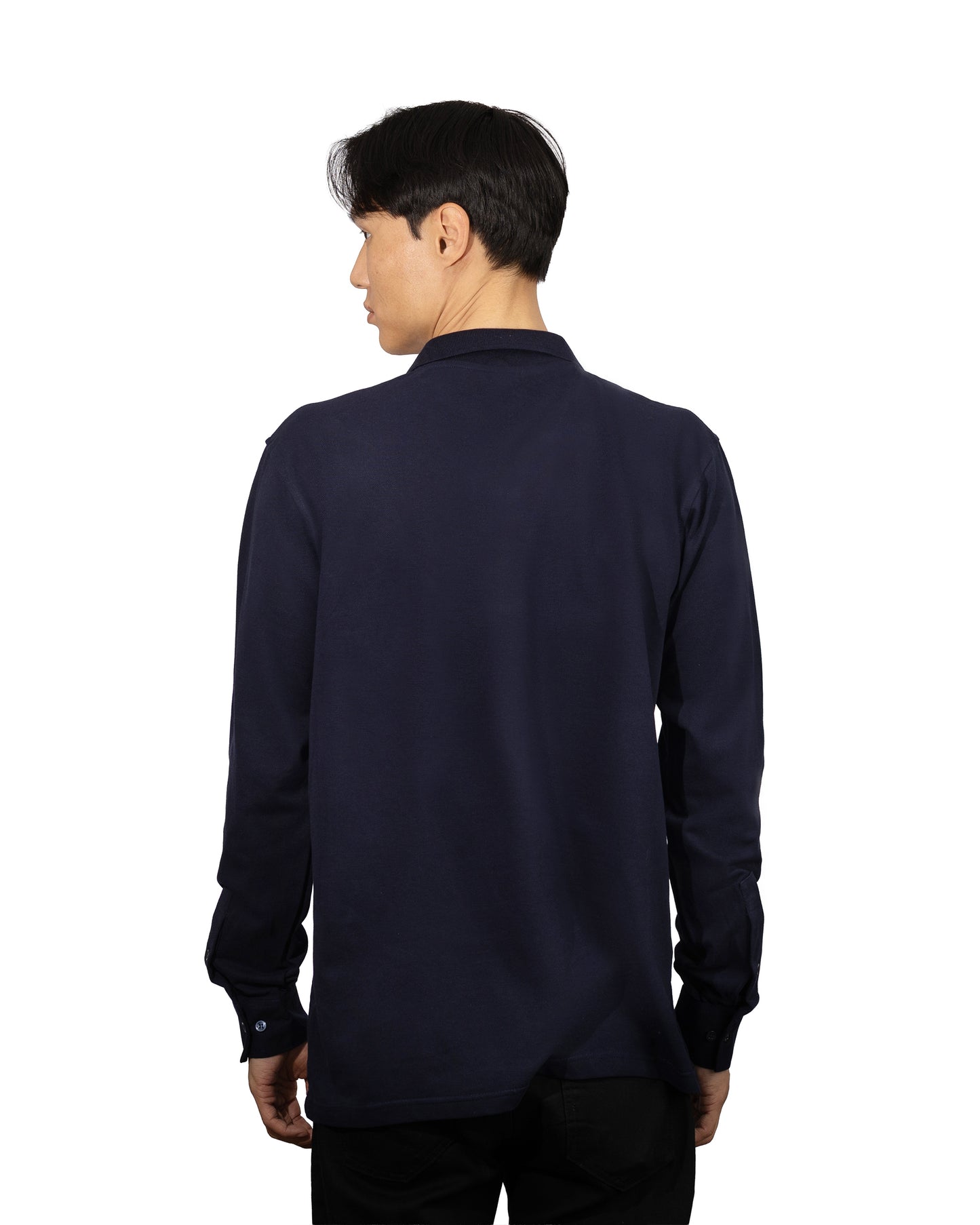 Copperden Men’s Regular Fit 100% Double Piqué Cotton Polo – Navy (Full Sleeve)
