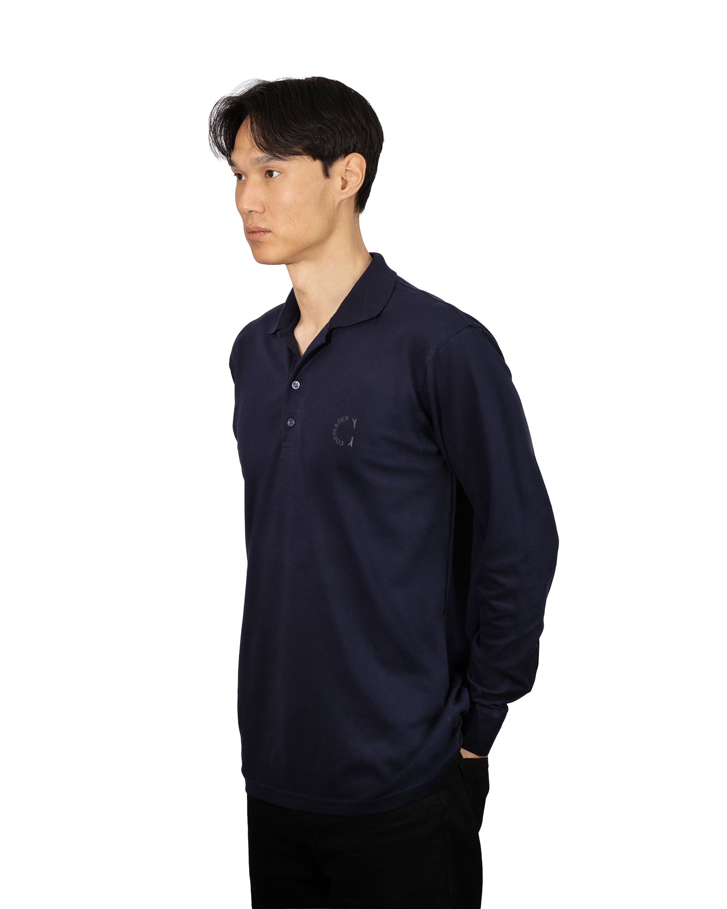 Copperden Men’s Regular Fit 100% Double Piqué Cotton Polo – Navy (Full Sleeve)