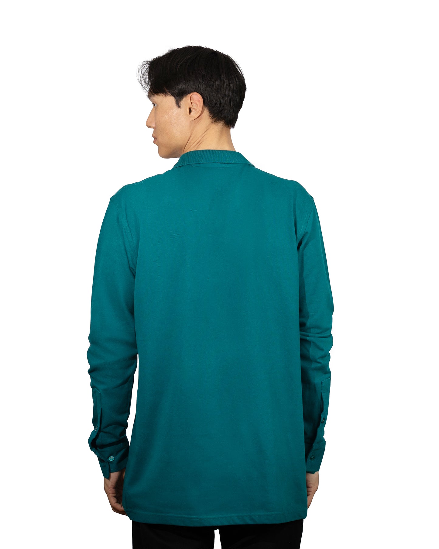 Copperden Men’s Regular Fit 100% Double Piqué Cotton Polo – Muted Teal (Full Sleeve)