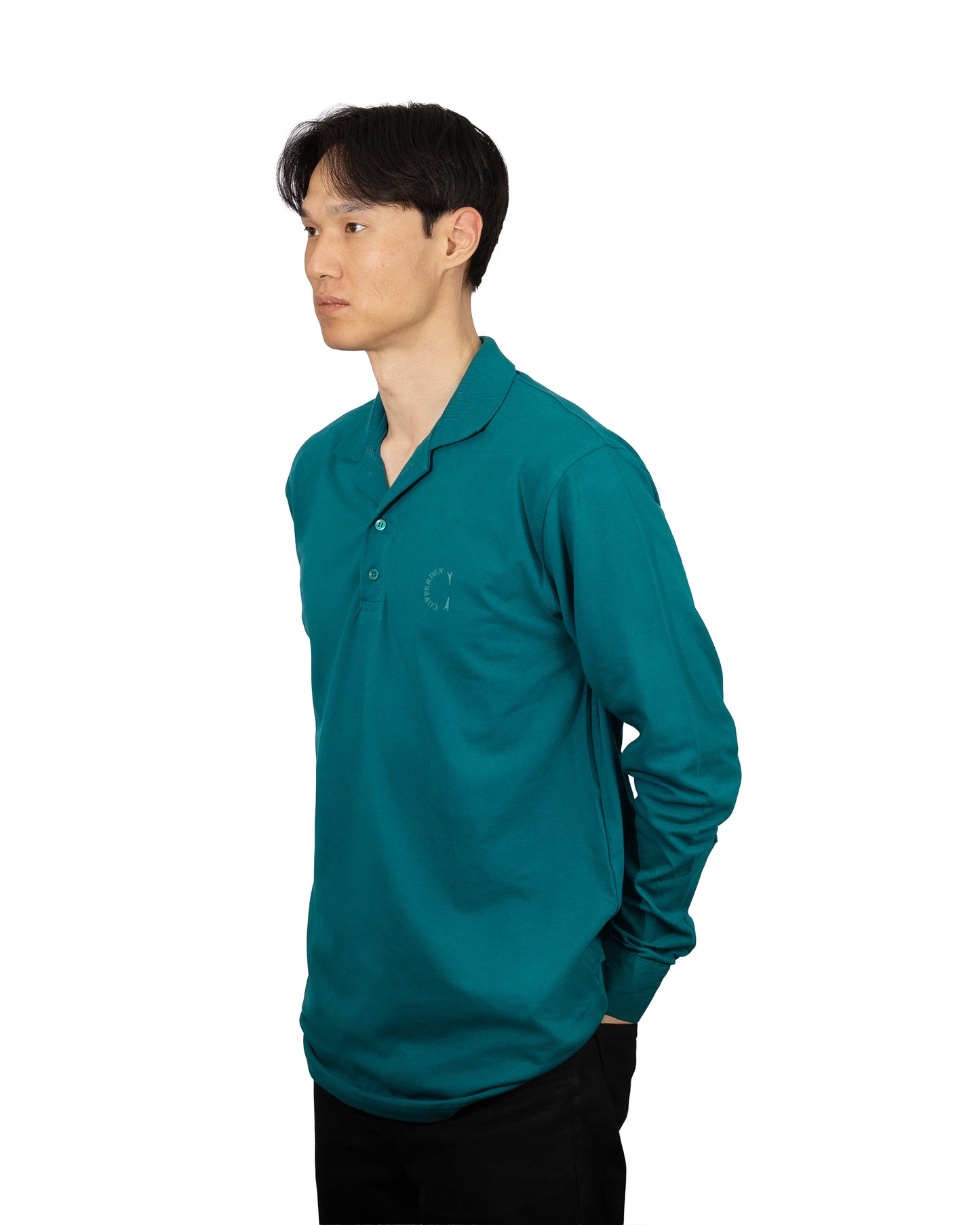 Copperden Men’s Regular Fit 100% Double Piqué Cotton Polo – Muted Teal (Full Sleeve)