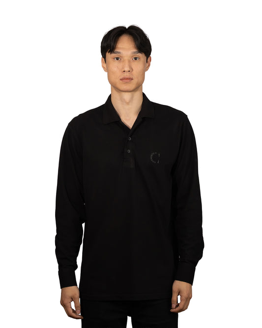 Copperden Men’s Regular Fit 100% Double Piqué Cotton Polo – Black (Full Sleeve)