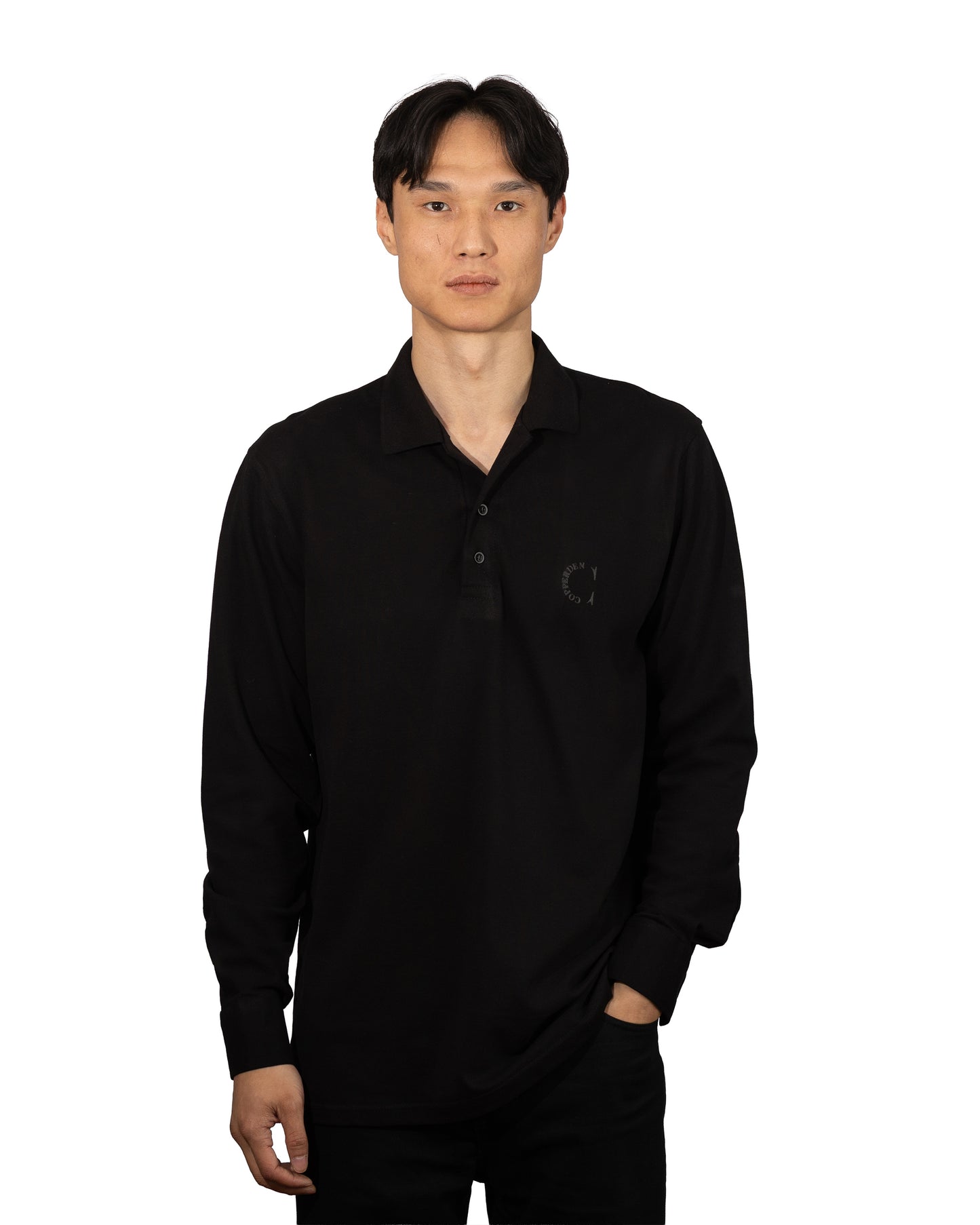 Copperden Men’s Regular Fit 100% Double Piqué Cotton Polo – Black (Full Sleeve)