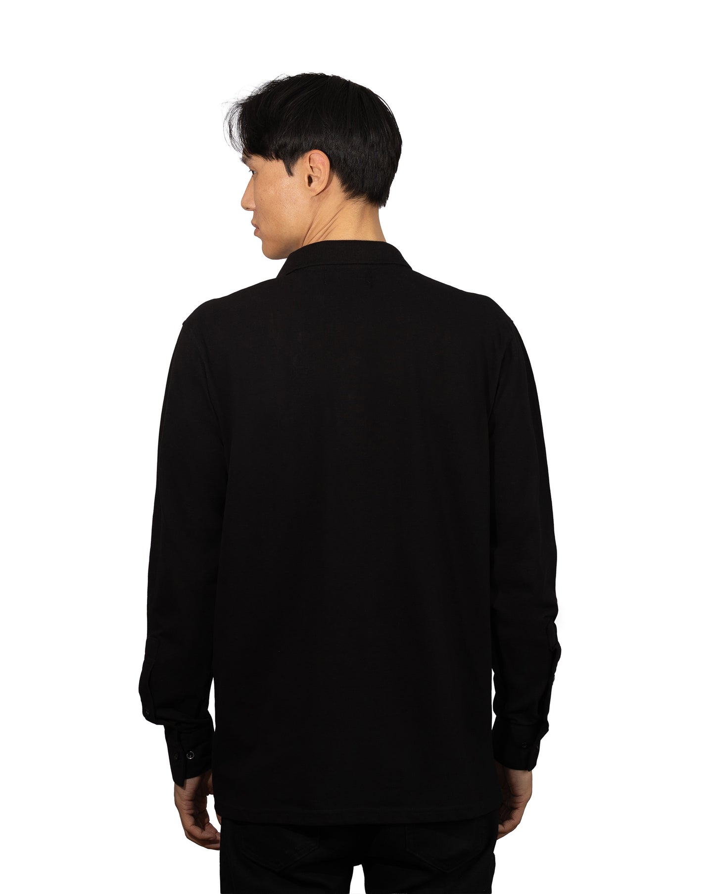 Copperden Men’s Regular Fit 100% Double Piqué Cotton Polo – Black (Full Sleeve)