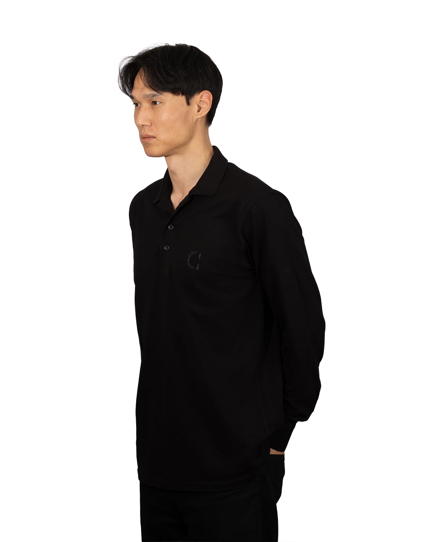 Copperden Men’s Regular Fit 100% Double Piqué Cotton Polo – Black (Full Sleeve)