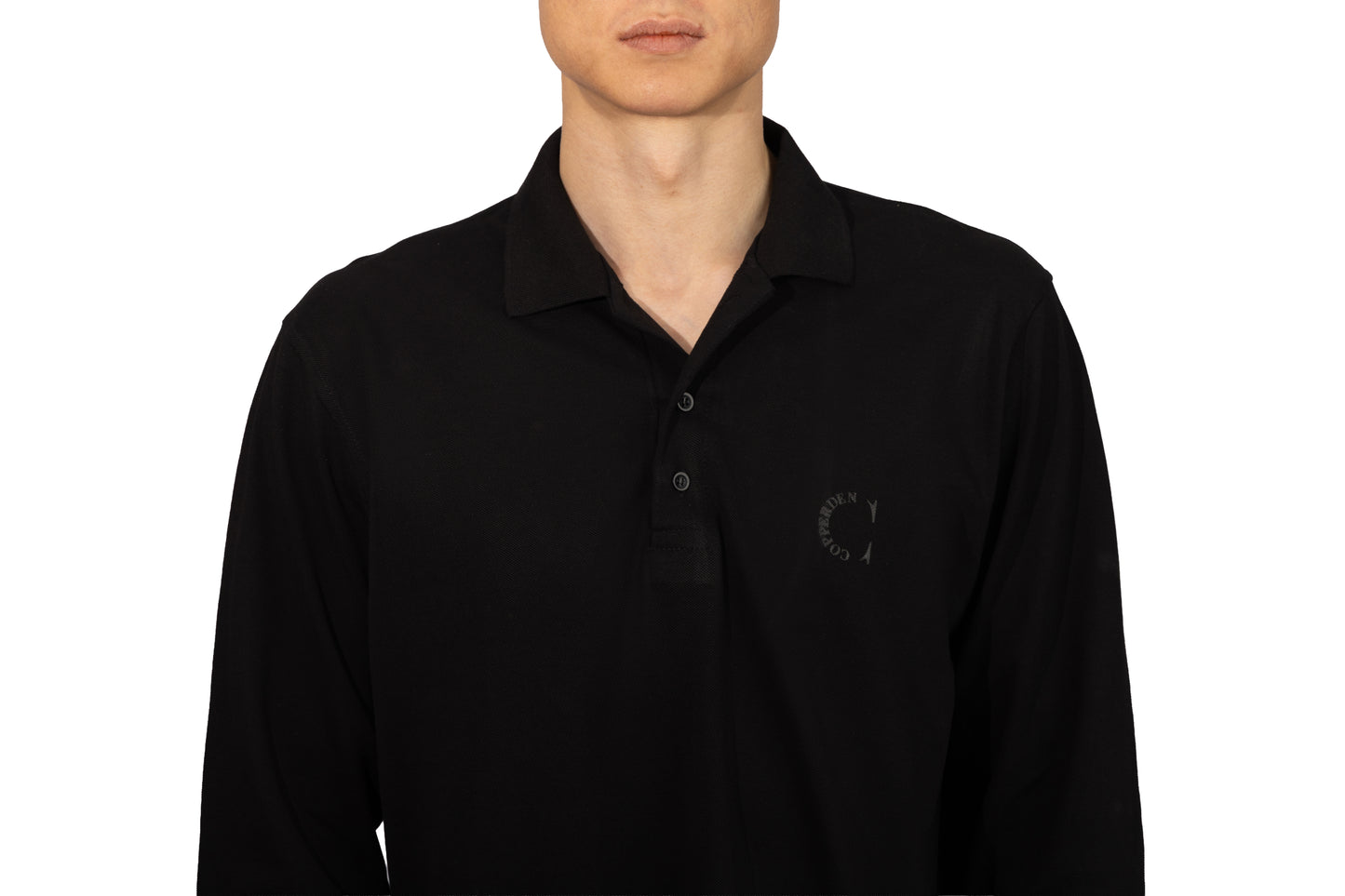 Copperden Men’s Regular Fit 100% Double Piqué Cotton Polo – Black (Full Sleeve)