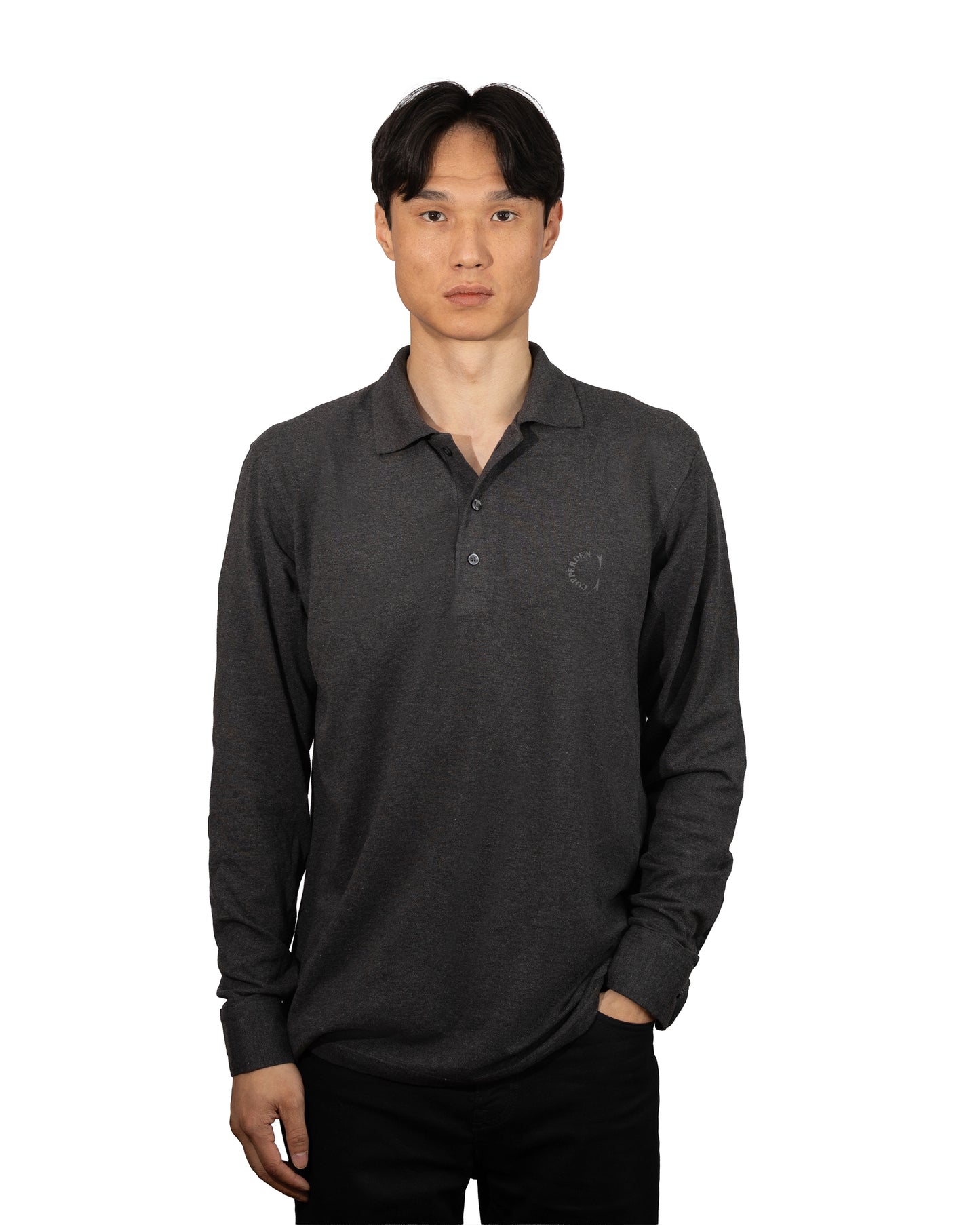 Copperden Men’s Regular Fit 100% Double Piqué Cotton Polo – Charcoal Grey (Full Sleeve)