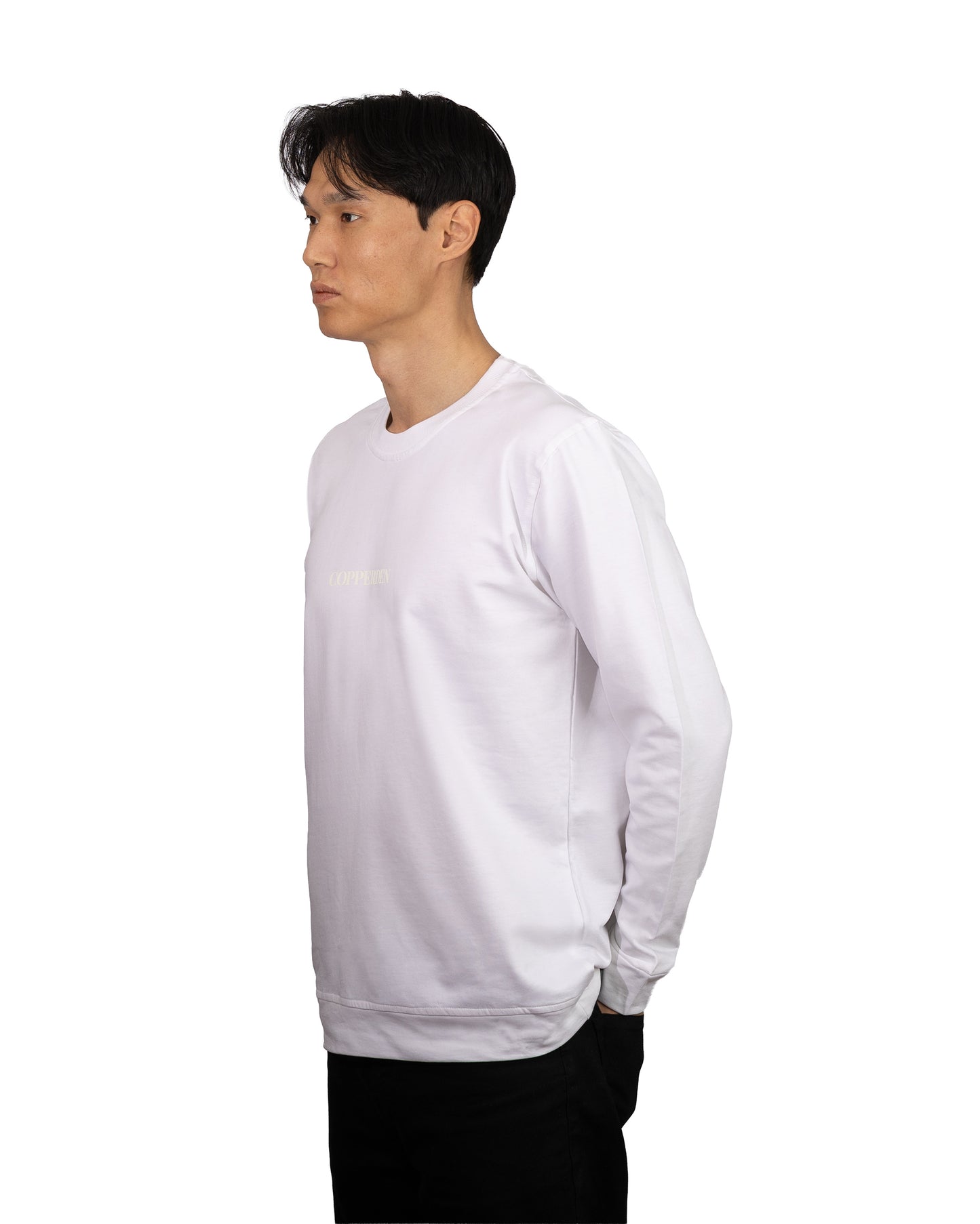 Copperden Men’s Regular Fit Full‑Sleeve T‑Shirt – 100% French Terry Cotton (White)