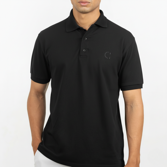 Cotton Heavyweight Polo in Black Midnight – Short Sleeve