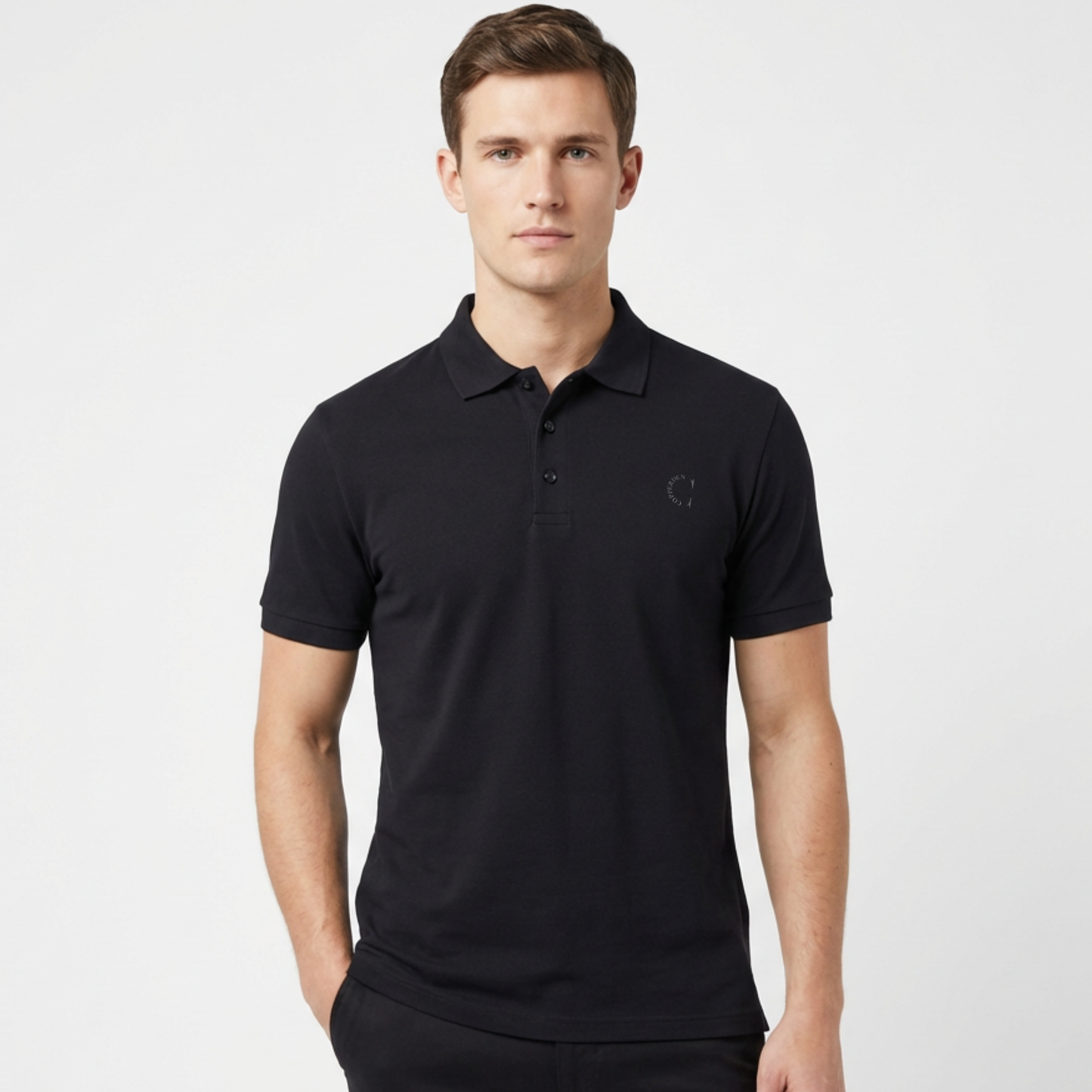 Cotton Heavyweight Polo in Black Midnight – Short Sleeve