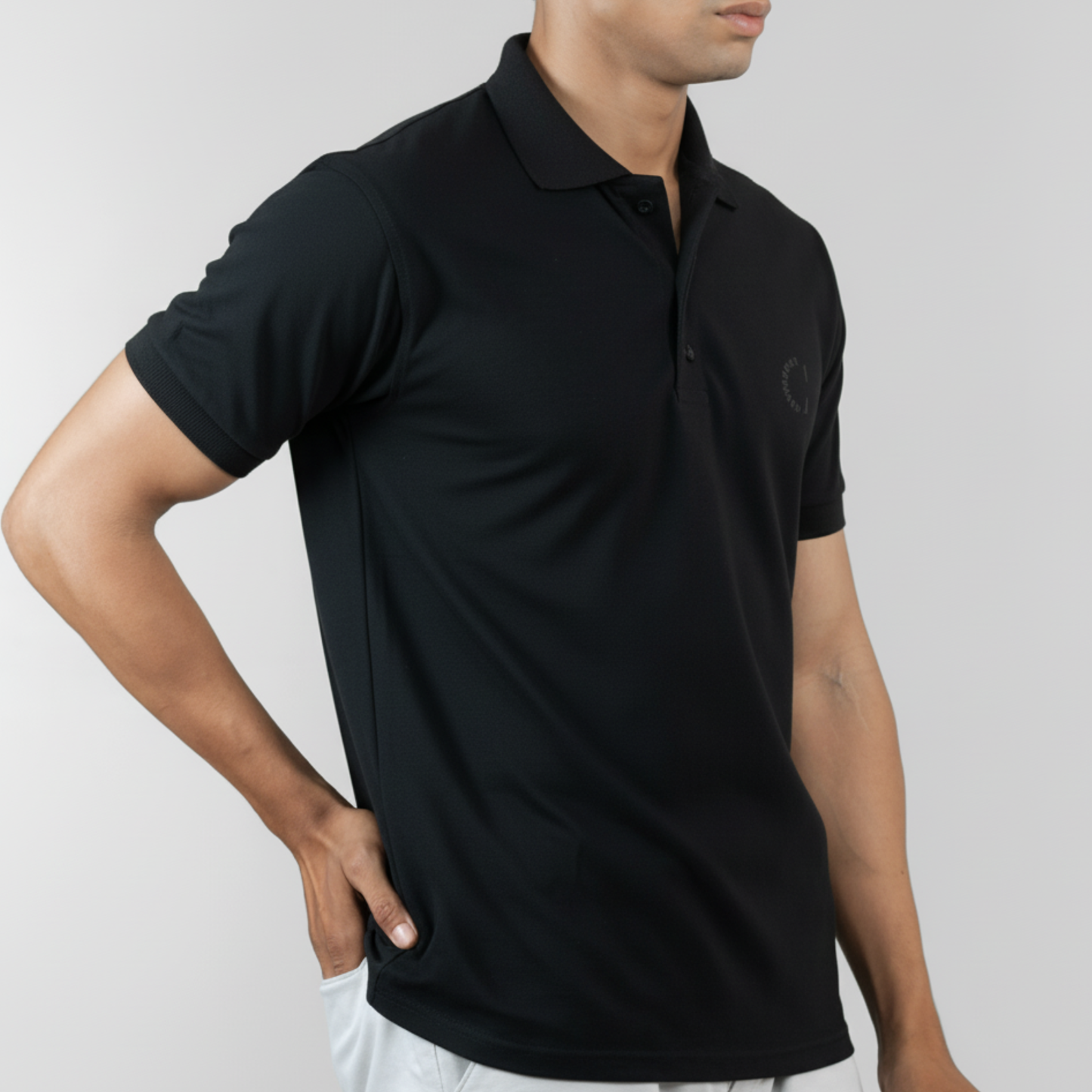 Cotton Heavyweight Polo in Black Midnight – Short Sleeve