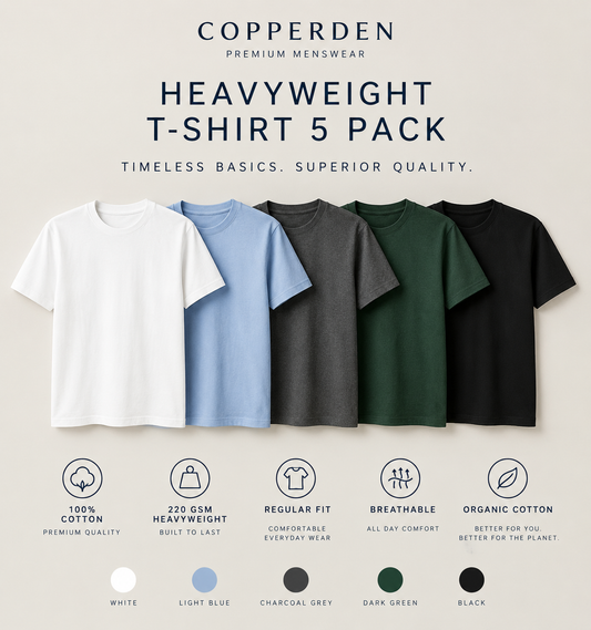 Copperden Men's Cotton Crew T-Shirt Pack of 5