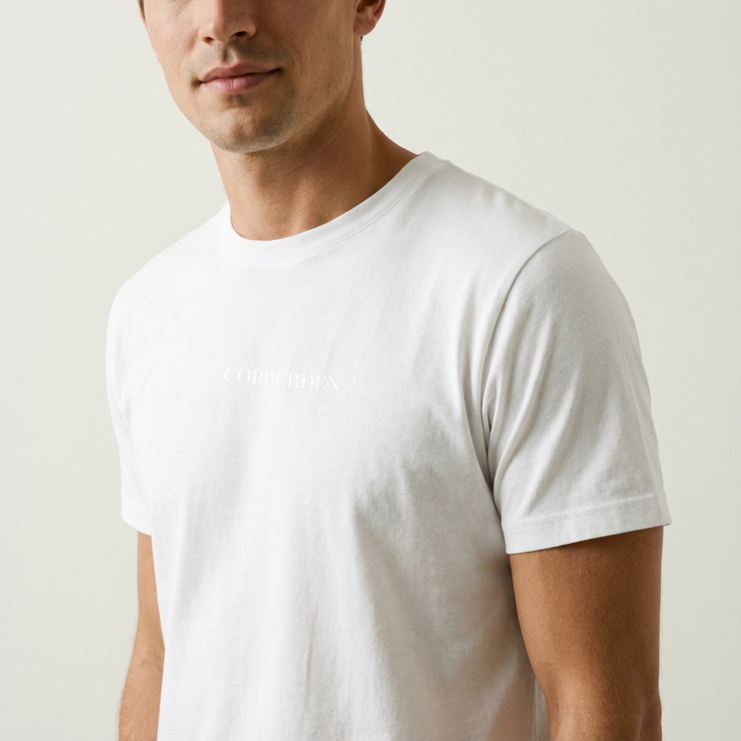Copperden Regular Fit 100% French Terry Cotton Tshirt in White – Short Sleeve