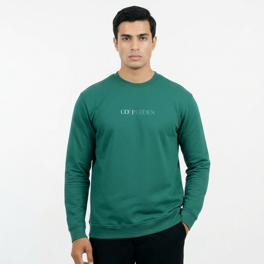 Cotton Heavyweight Roundneck Tshirt in Forest Green – Full Sleeve