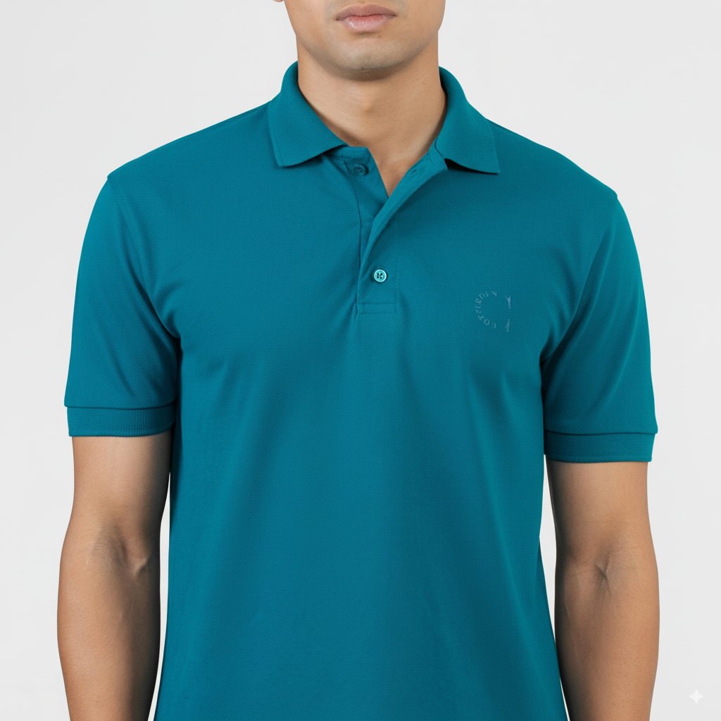 Muted Teal Polo – Short Sleeve
