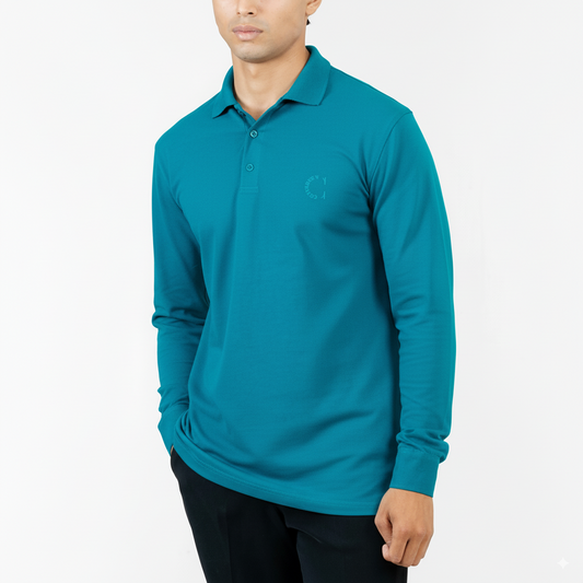 Muted Teal Polo – Full Sleeve