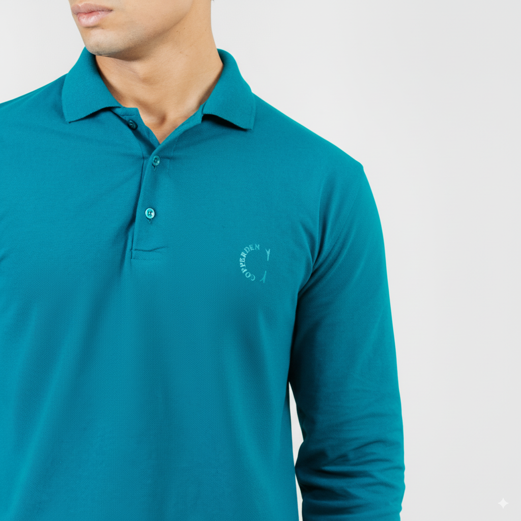 Muted Teal Polo – Full Sleeve