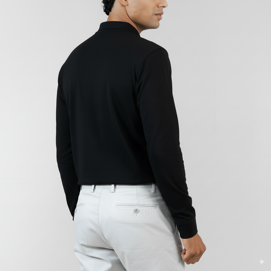 Black Midnight Core Polo – Full Sleeve