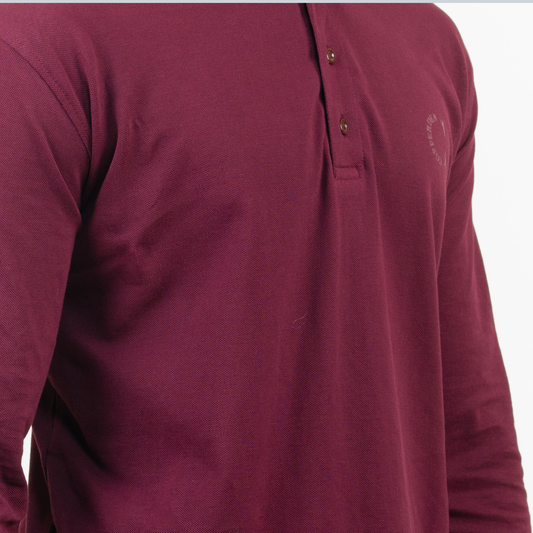 Cotton Heavyweight Polo in Velvet Wine – Full Sleeve