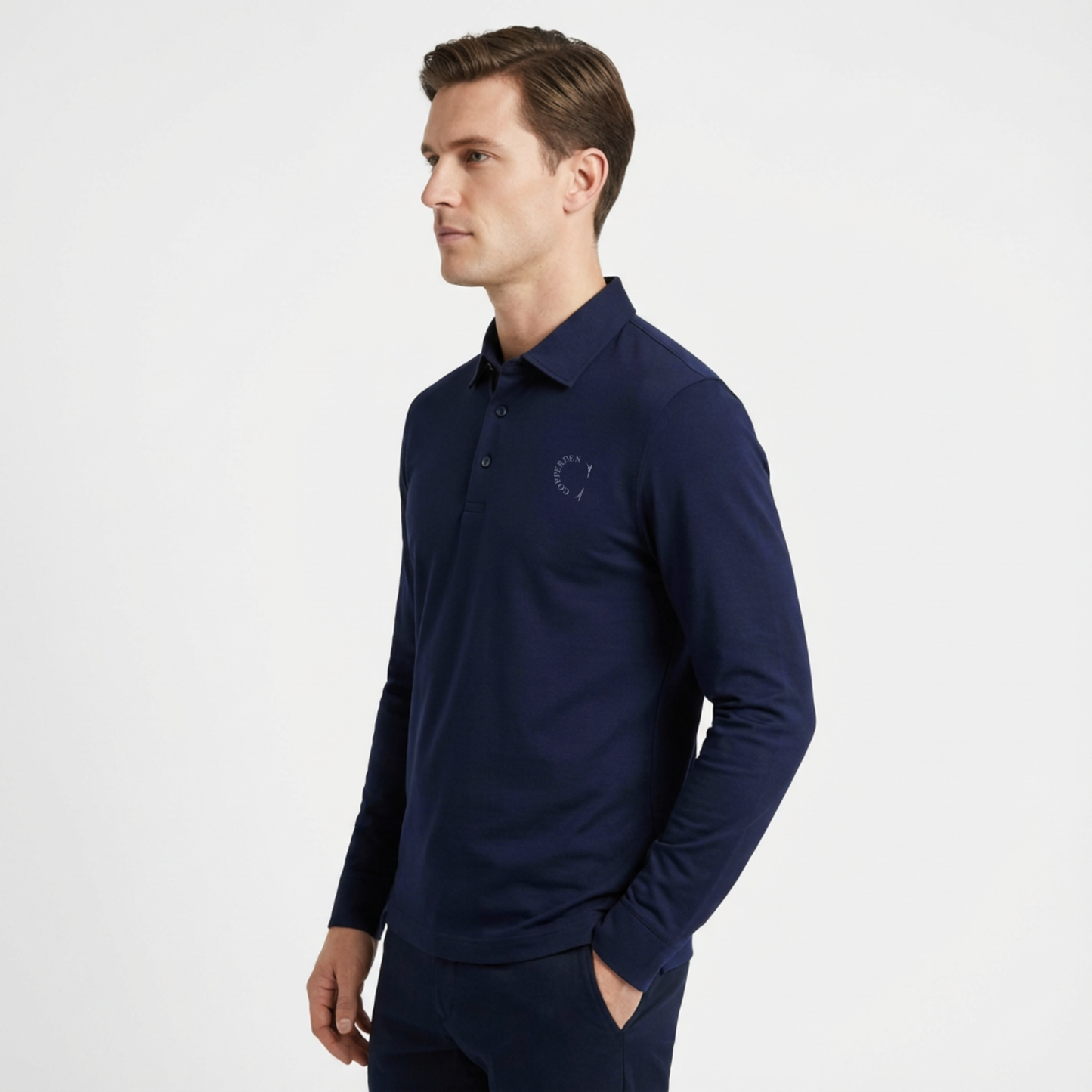 Copperden Regular Fit 100% Double Pique Cotton Polo in Navy – Full Sleeve